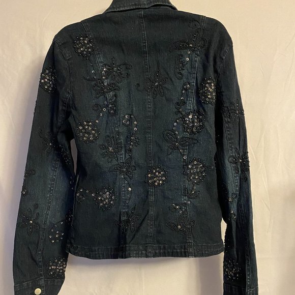 Flashback Womens Denim Blingy Shacket Size M - Picture 2 of 10
